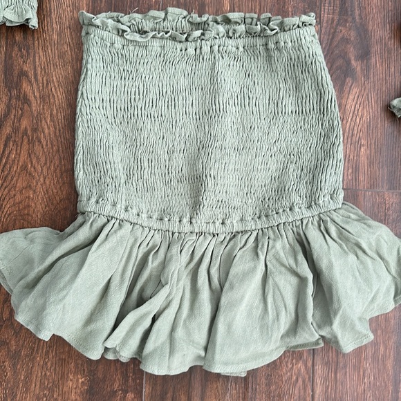 Selfie Leslie 2 Piece BoHo Skirt & Shirt Sage Green Size US Small & AU 8 - Picture 9 of 11